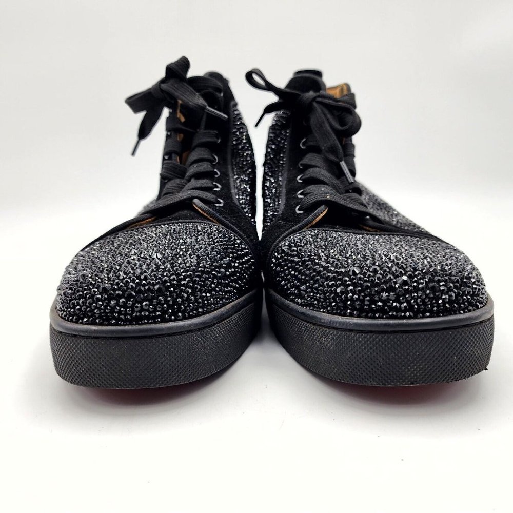 Christian Louboutin Louis Strass Swarovski High Top Sneakers Blk Men US 10/EU 43 - Picture 2 of 16